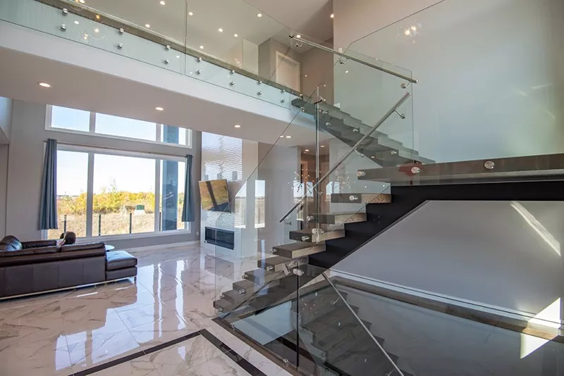 Glass Railing for Mono Stringer Stairs